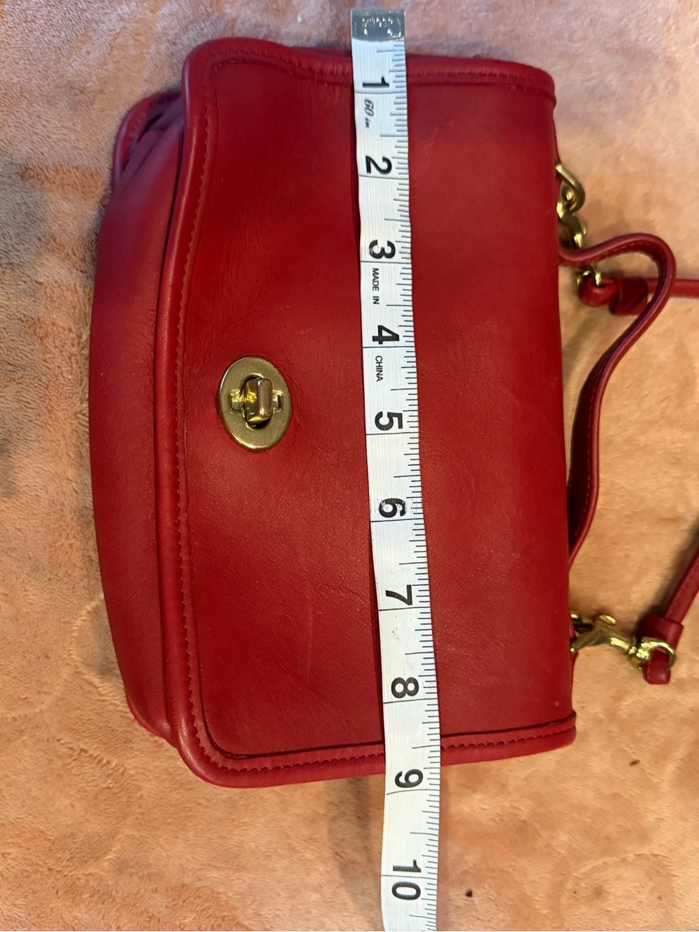 Coach Red Leather Turnlock Crossbody Bag - Picture 8 of 10